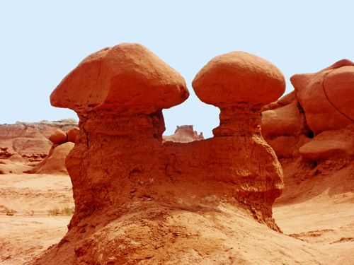 a mountain framed between 2 goblins